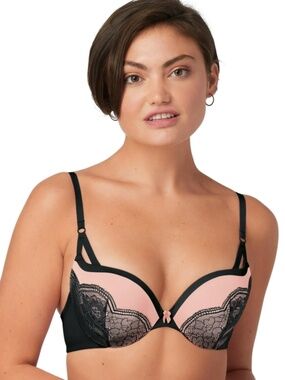 Maidenform Love the Lift Push up Underwire Bra DM9900 - Black with Gentle Peach